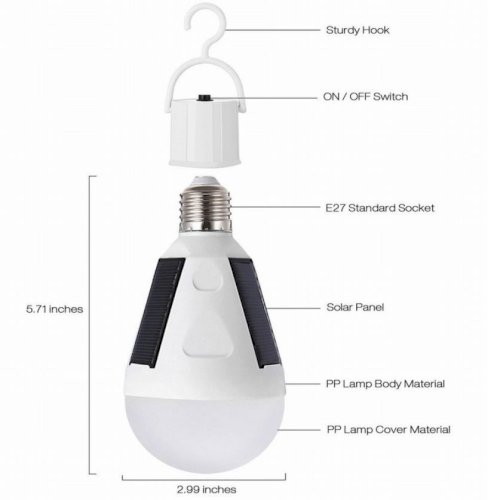 Emergency LED Light Bulb with Solar Panel